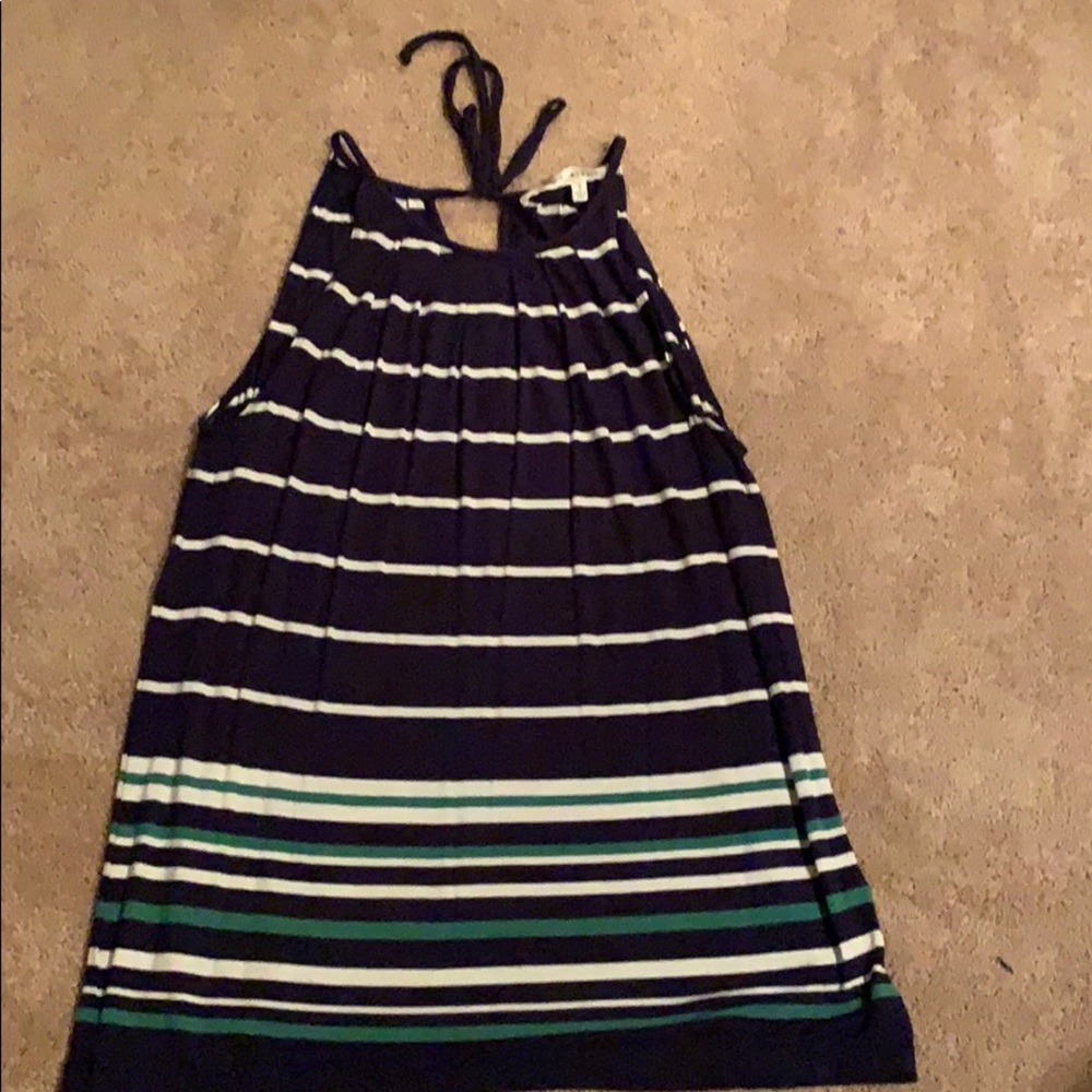 Navy green and white tank top